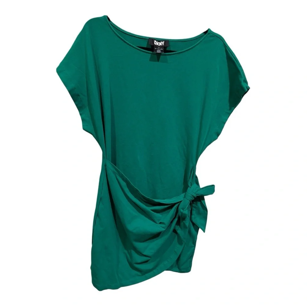 DKNY Asymmetrical Green Tunic Dress with Dolman Sleeves - Picture 1 of 4